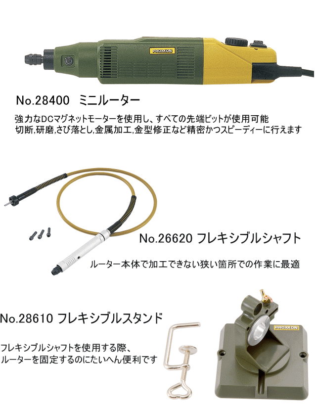 プロクソン ミニルーター No.28400 (フレキシブルシャフトNo.26620